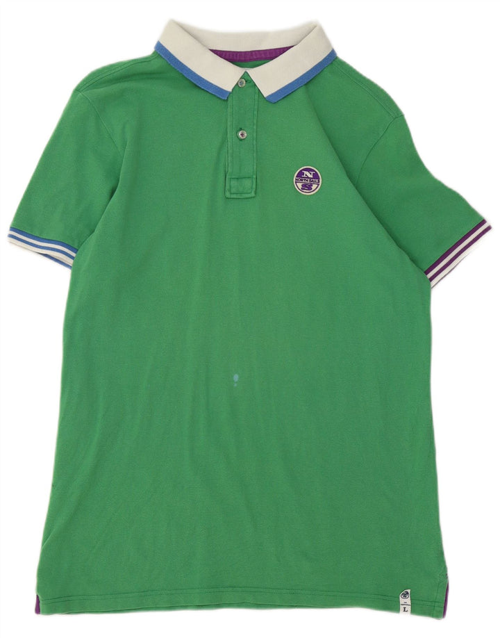 Tricou polo rugby pentru bărbați North Sails, cu dungi verzi mari