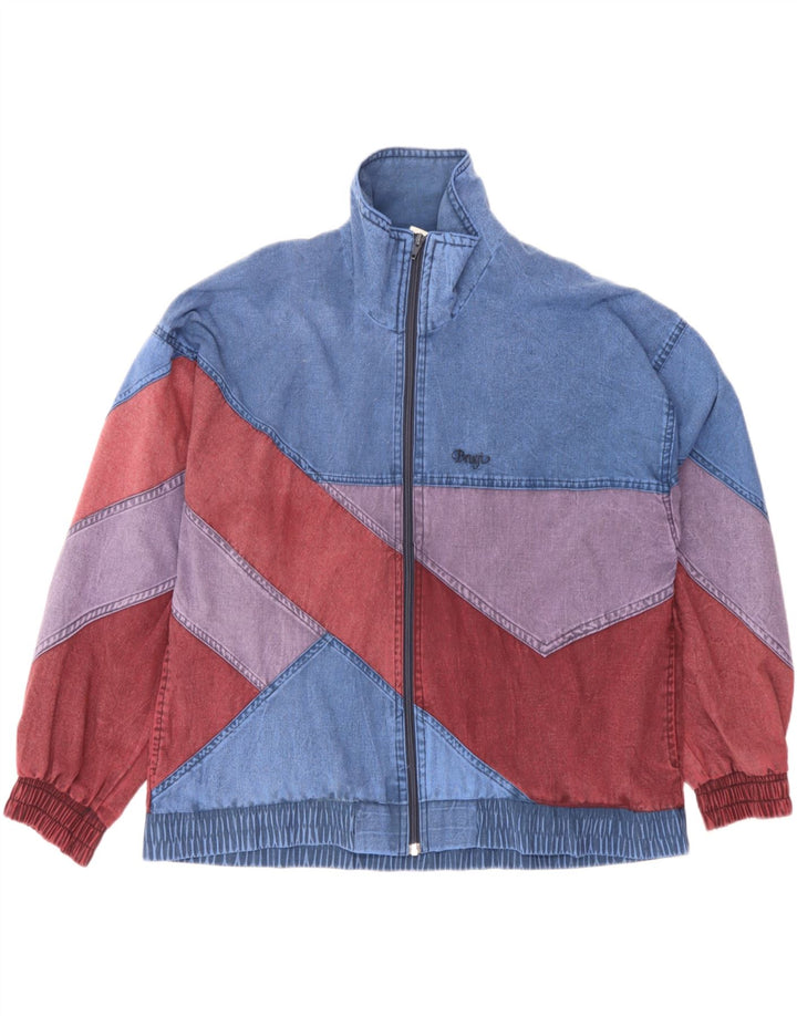 Jachetă de blugi supradimensionată pentru femei Brugi UK 10 Small Blue Colorblock Poliester