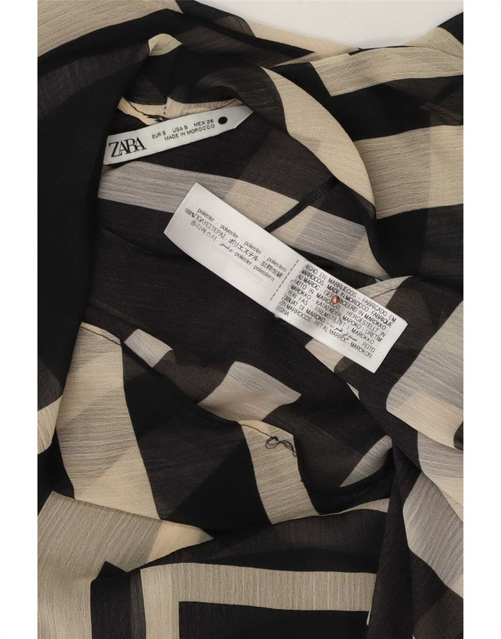 Bluză pentru femei Zara UK 10 Poliester geometric negru mic