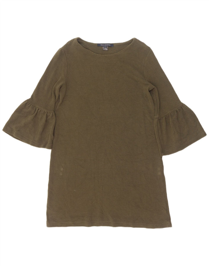 Rochie schimbătoare pentru femei French Connection cu mâneci 3/4 UK 12 Medium Khaki Viscose