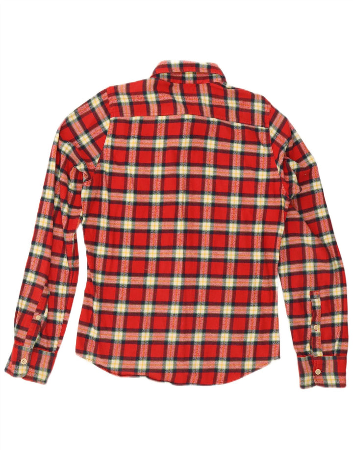 Cămașă Hollister pentru bărbați din flanel, bumbac roșu mediu cu carouri