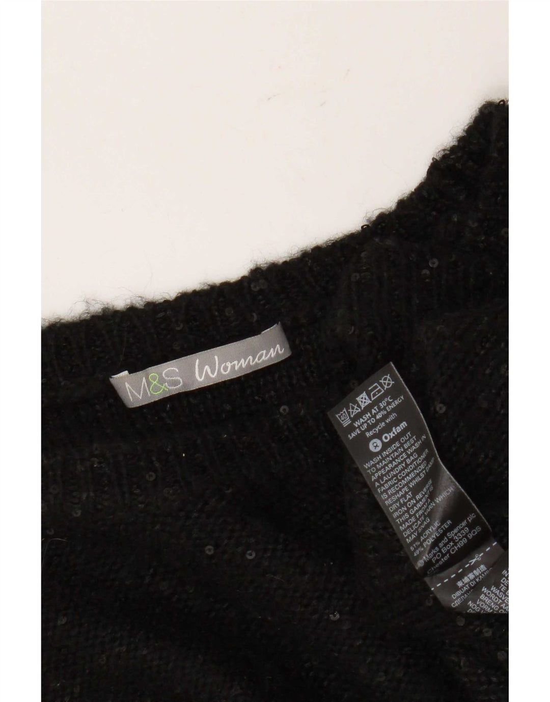 Marks & Spencer Pulover supradimensionat cu gât de barcă pentru femei UK 14 Large Black