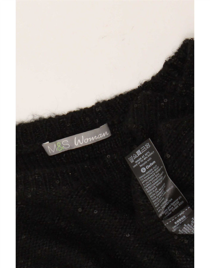 Marks & Spencer Pulover supradimensionat cu gât de barcă pentru femei UK 14 Large Black