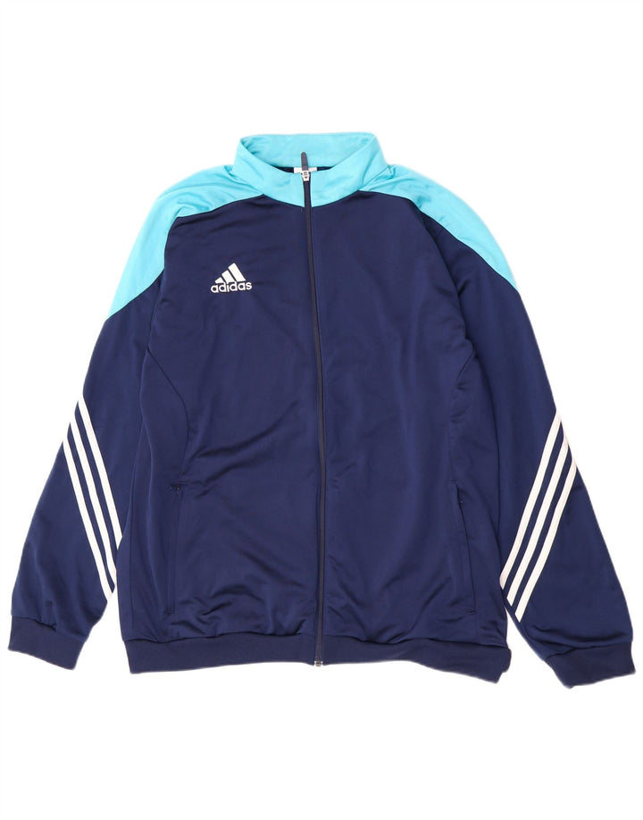 Jachetă de trening pentru bărbați Adidas, XL, albastru bleumarin, poliester color bloc
