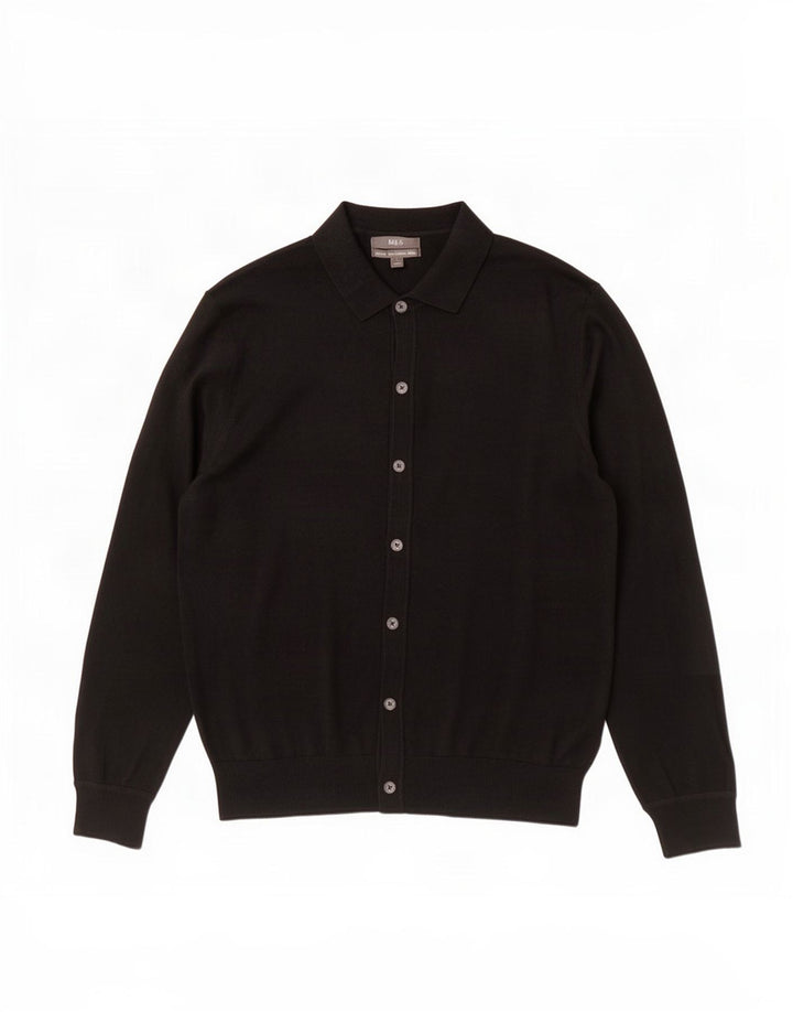 Pulover cardigan pentru bărbați Marks & Spencer, lână merinos neagră mare