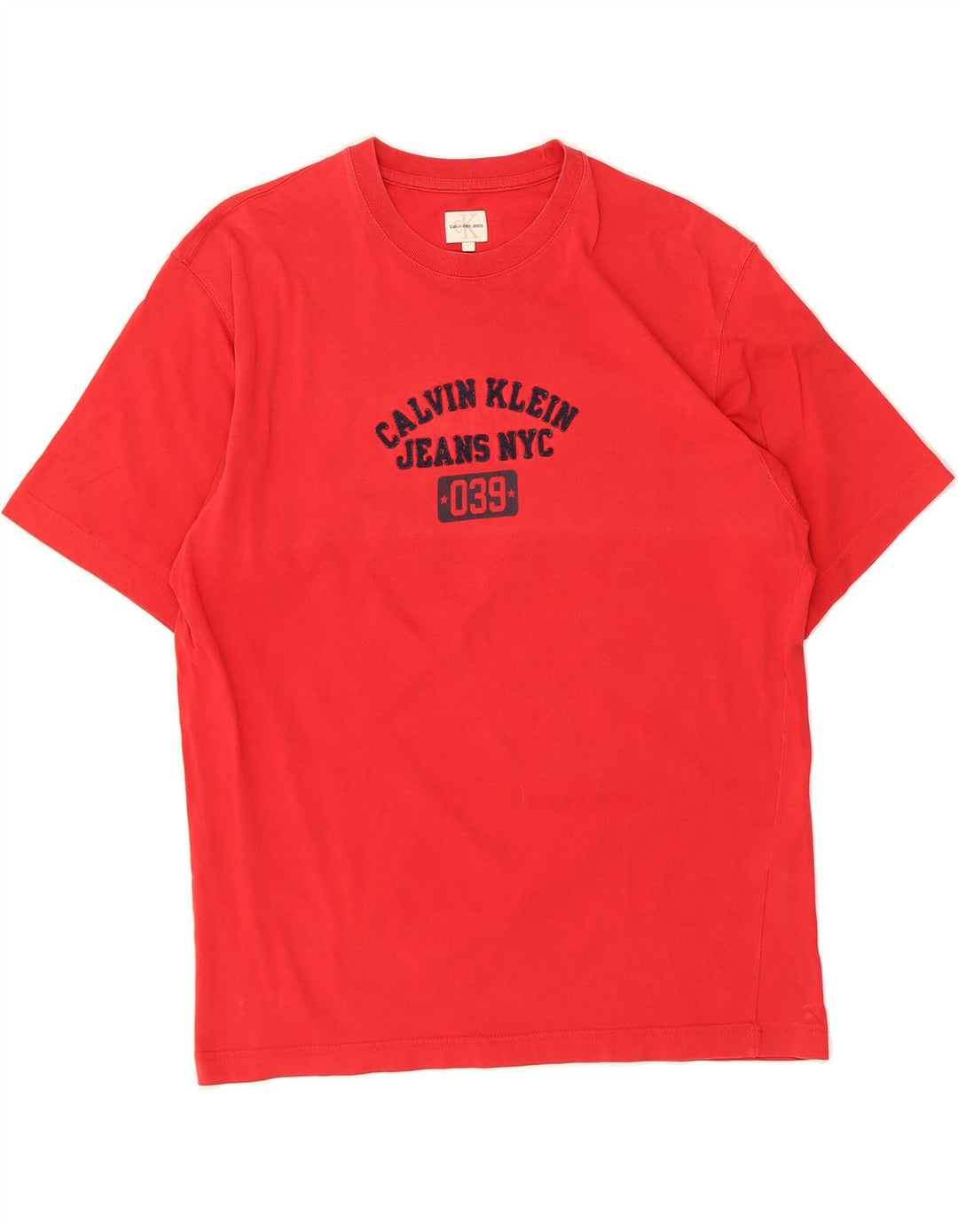 CALVIN KLEIN Mens Graphic T-Shirt Top Large Red Cotton Vintage Calvin Klein and Second-Hand Calvin Klein from Messina Hembry 