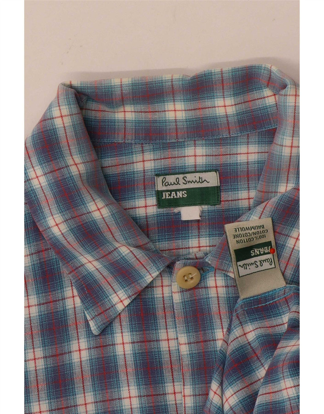 Cămașă cu mânecă scurtă pentru bărbați Paul Smith, bumbac cu carouri albastre mari