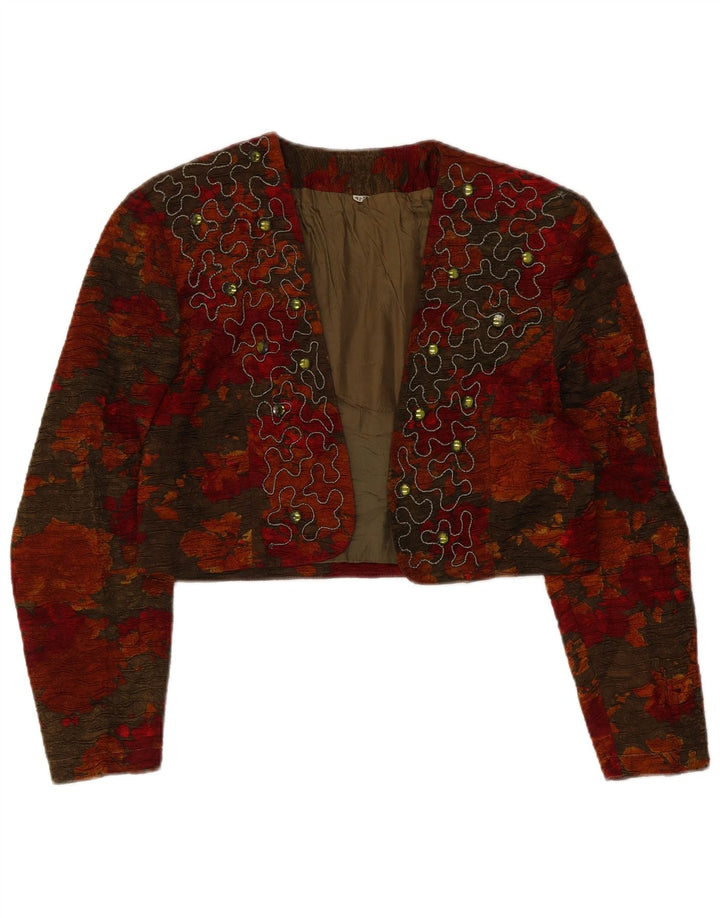 Jachetă Bolero Vintage Femei IT 42 Medium Multicolor Floral Viscose