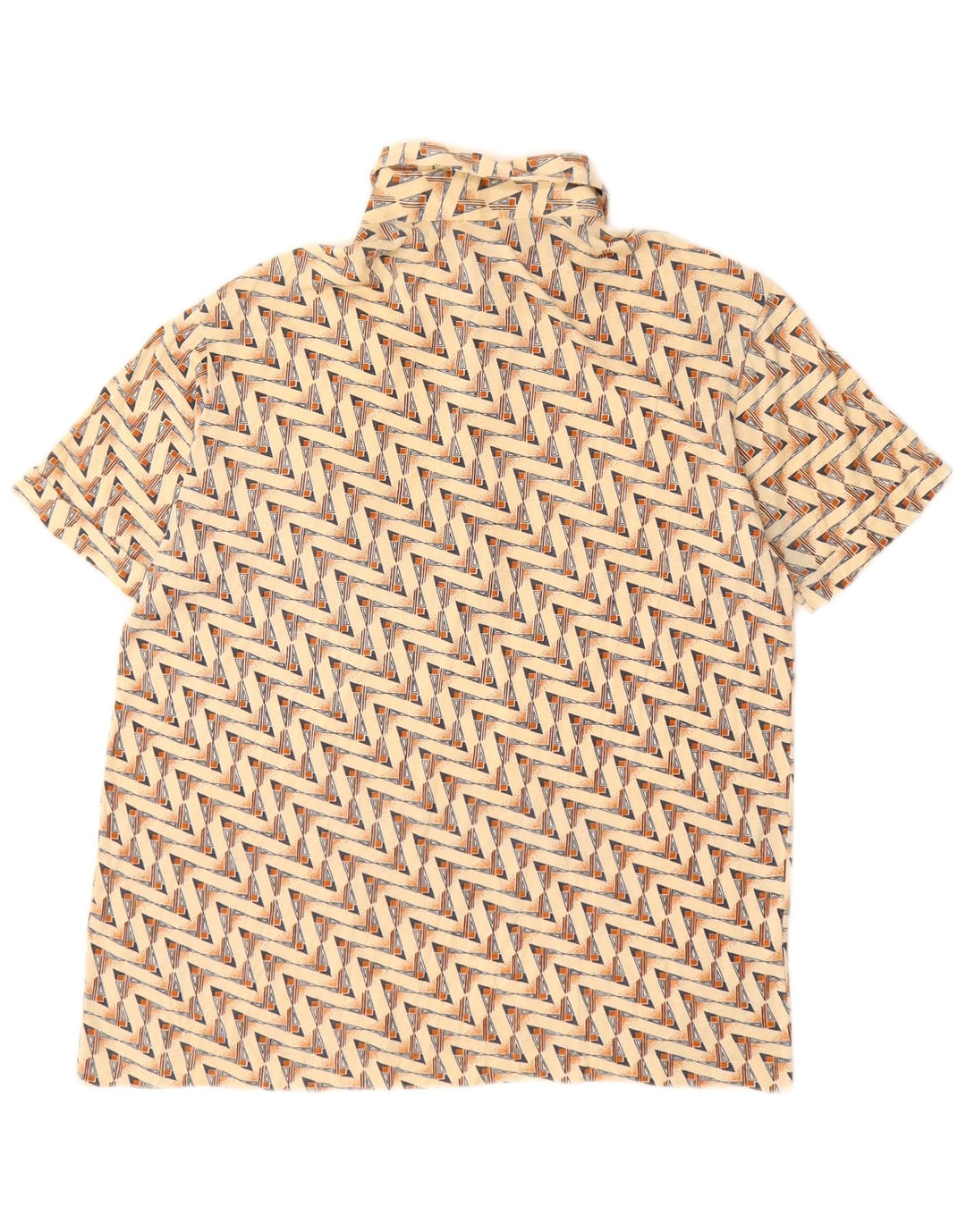 Tricou polo vintage pentru bărbați, bumbac geometric, bej mediu