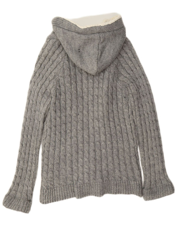 Pulover cardigan cu glugă Zara pentru femei UK 14 Medium Gri Acrilic