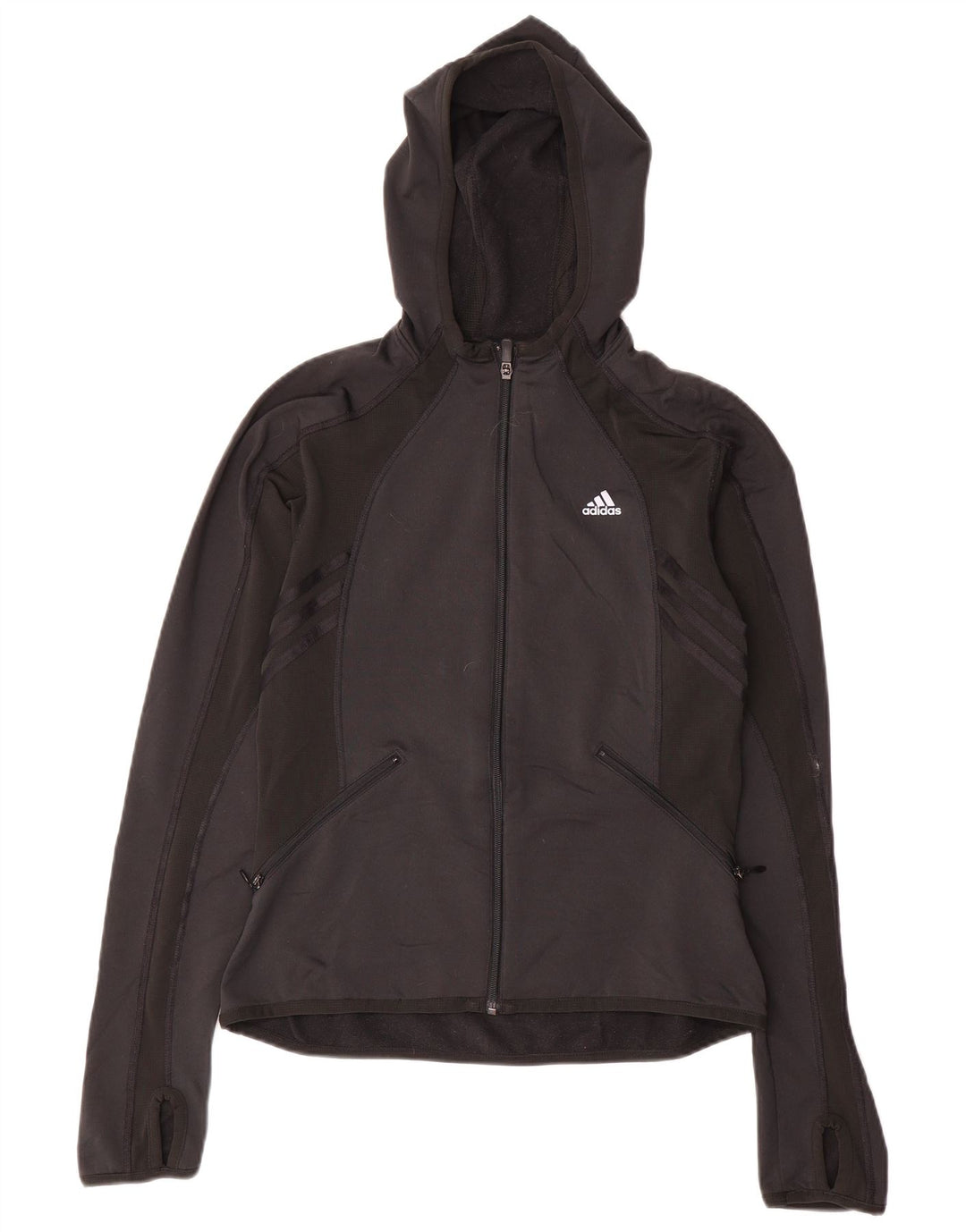 Pulover Adidas pentru femei, cu fermoar, UK 12 Poliester mediu negru