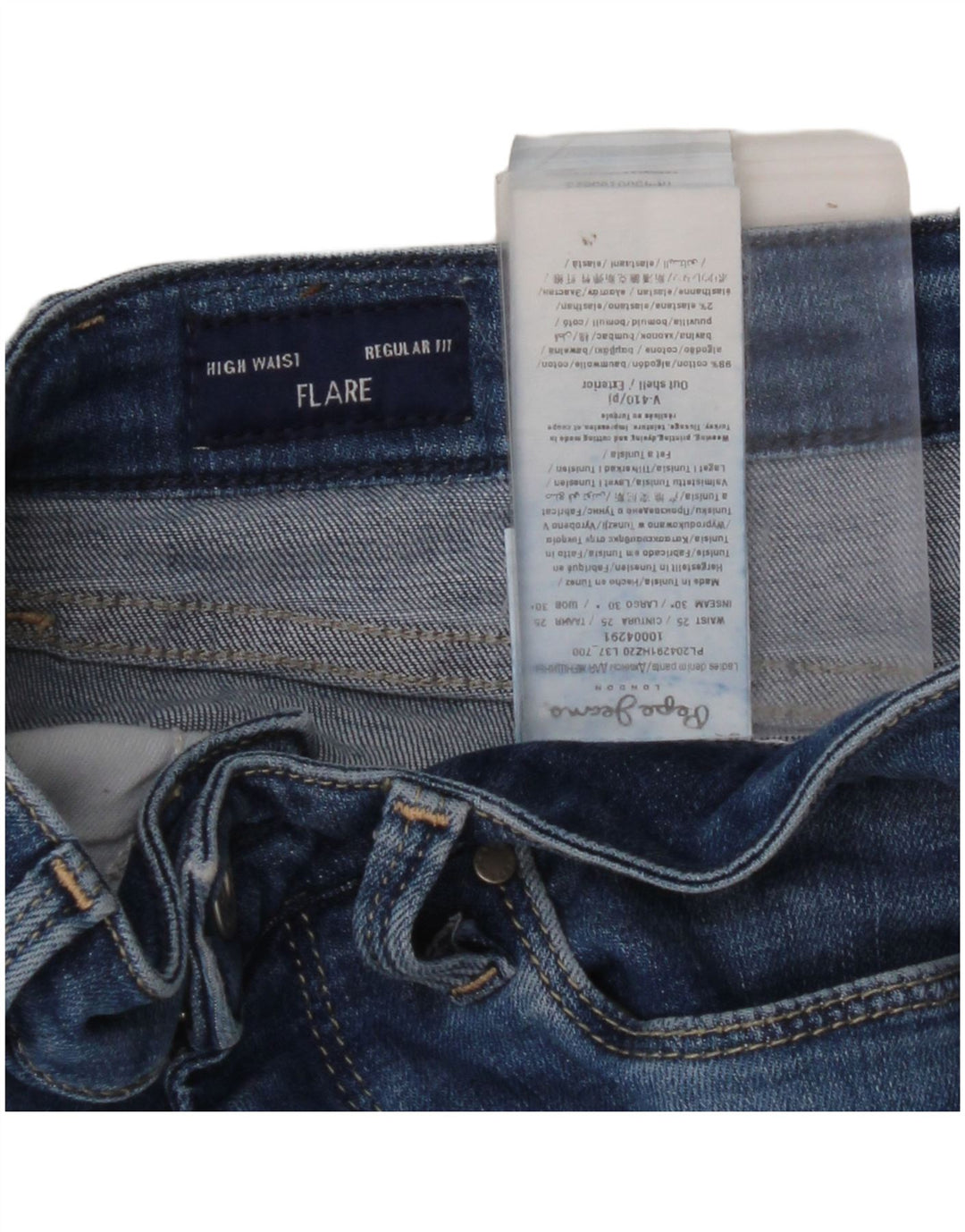 PEPE JEANS Blugi evazați cu talie înaltă pentru femei, L25 L30, albastru, bumbac