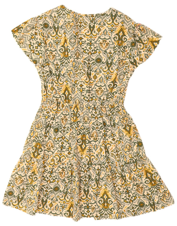 Rochie obișnuită pentru femei Marks & Spencer, în formă de A, UK 12, bumbac ikat verde mediu