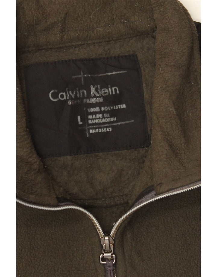 Jachetă din lână Calvin Klein pentru bărbați UK 40, mare, kaki, poliester color bloc