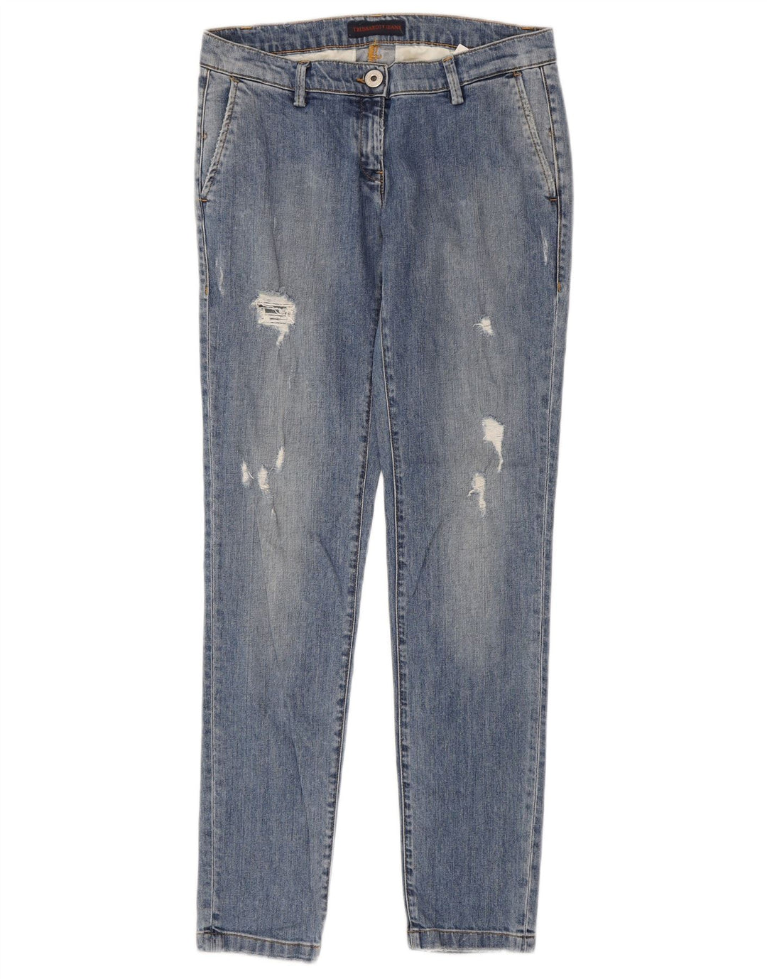 Trussardi blugi slim pentru femei Distressed W26 L31 poliester albastru