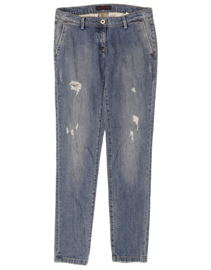 Trussardi blugi slim pentru femei Distressed W26 L31 poliester albastru