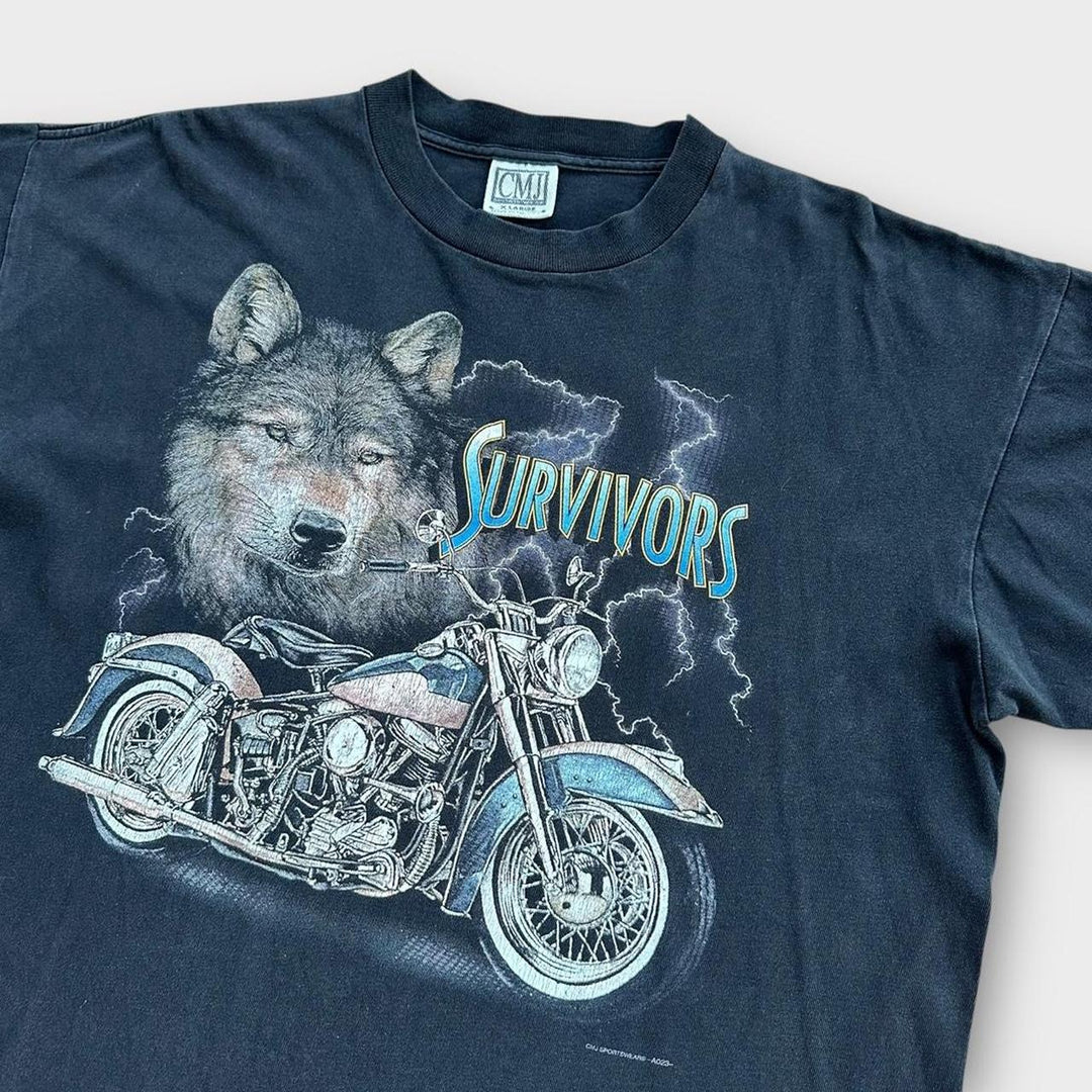 Tricou pentru motociclist vintage cu o singură cusătură - XL