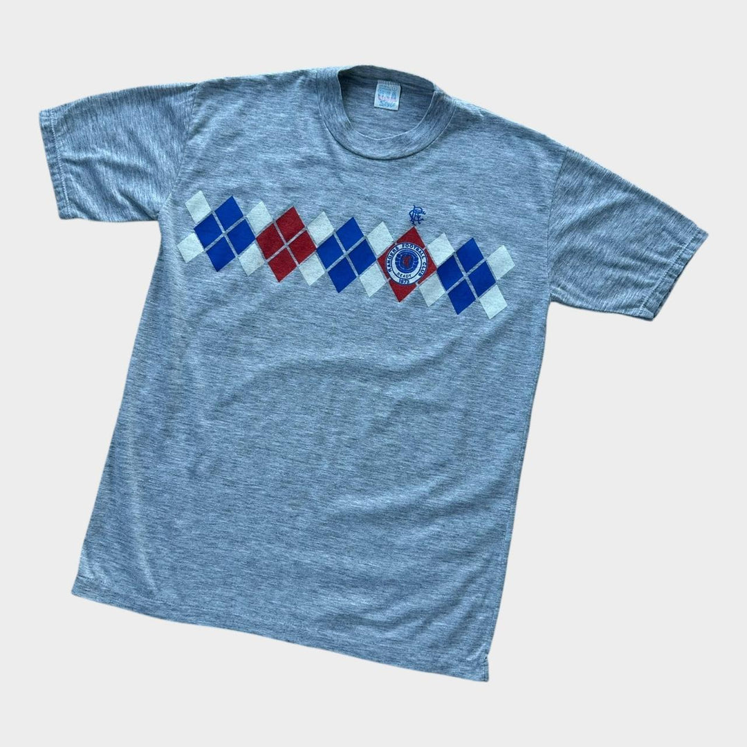 Tricou grafic de fotbal de la Rangers din anii 80 - mare (se potrivește ca un mediu)