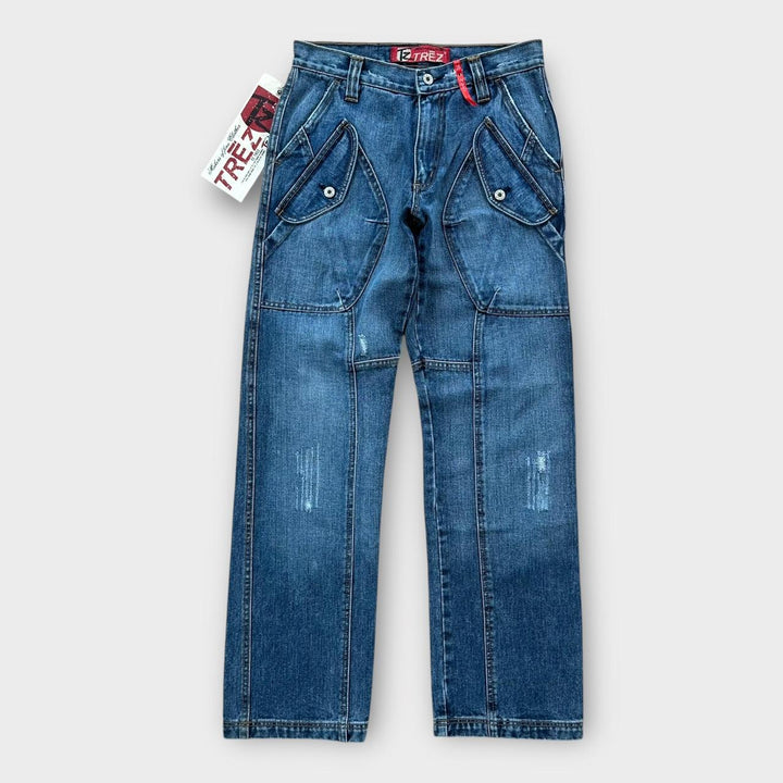 Blugi vintage Y2K din denim cu picioare largi - 28 talie