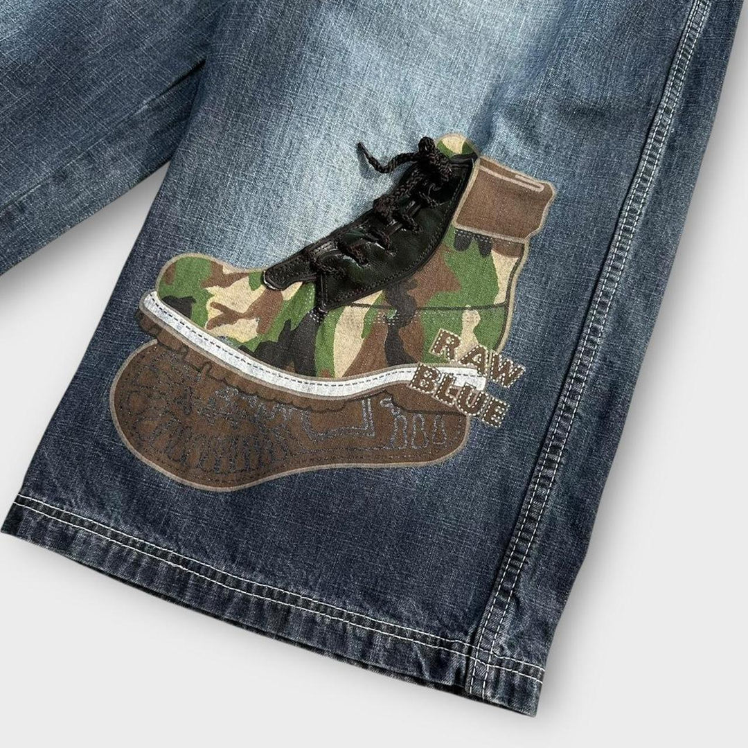 Pantaloni Y2K Raw blue din denim - 34 talie