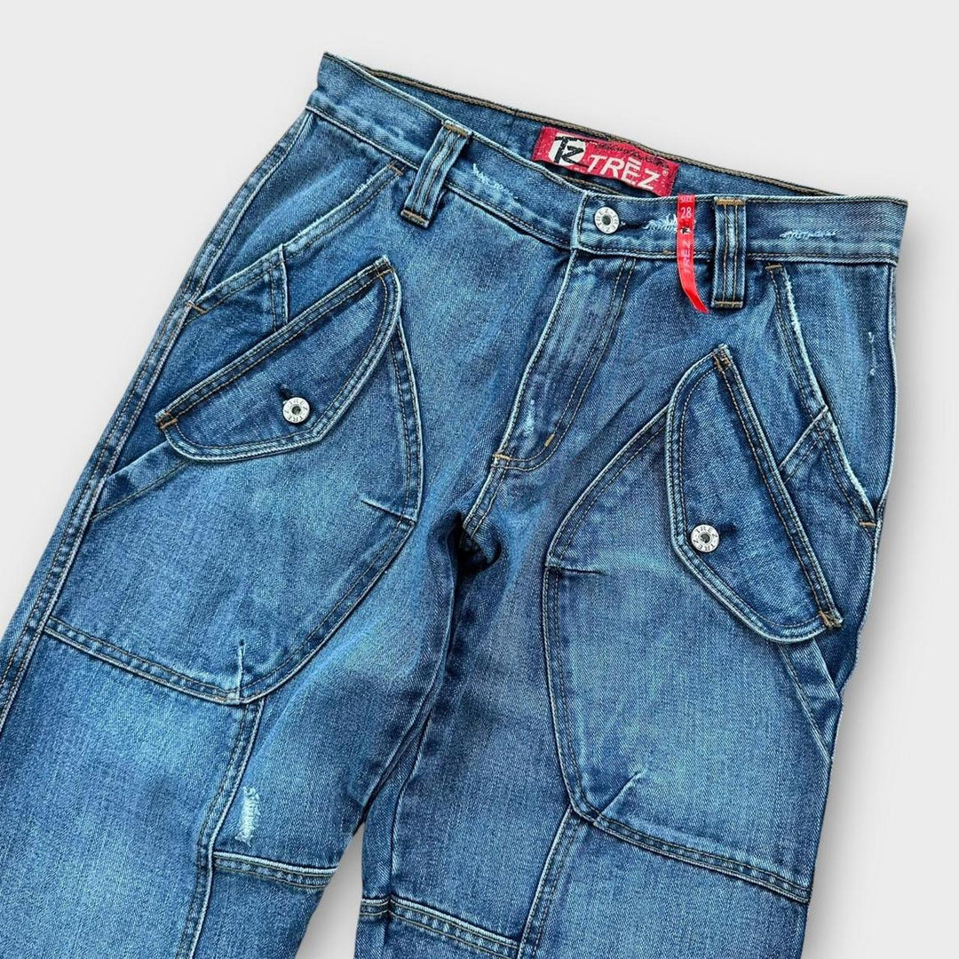 Blugi vintage Y2K din denim cu picioare largi - 28 talie