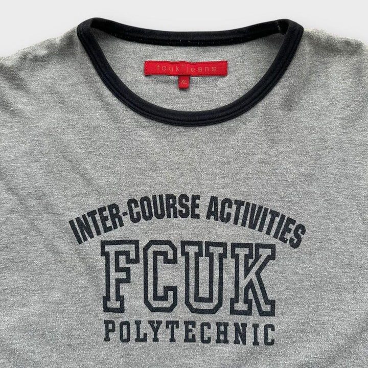 Tricou cu slogan Vintage French Connection FCUK - XL pentru femei