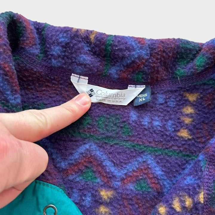 Lână vintage Columbia cu model funky - XL