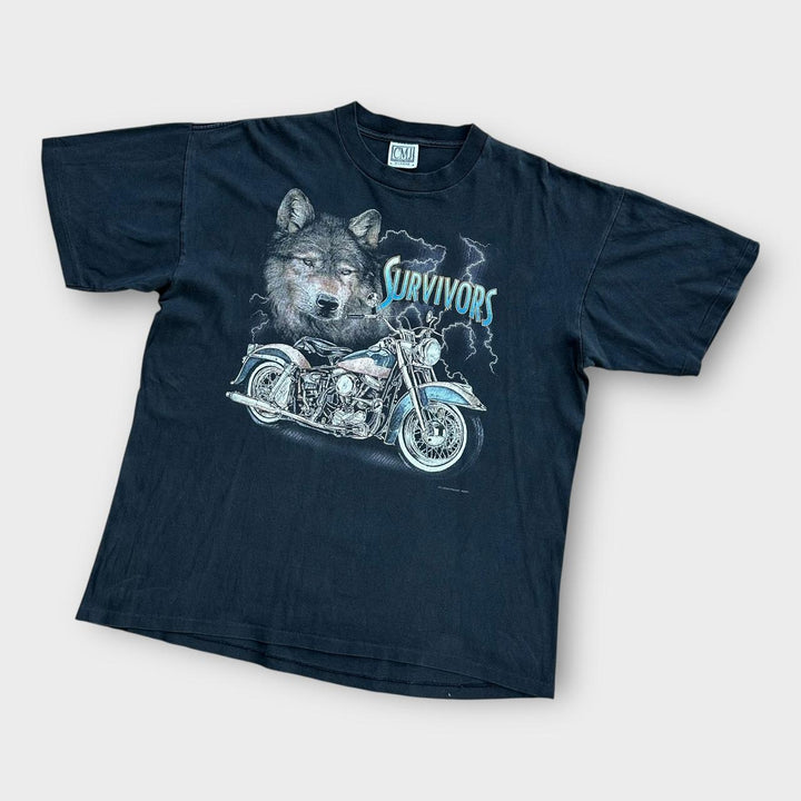 Tricou pentru motociclist vintage cu o singură cusătură - XL