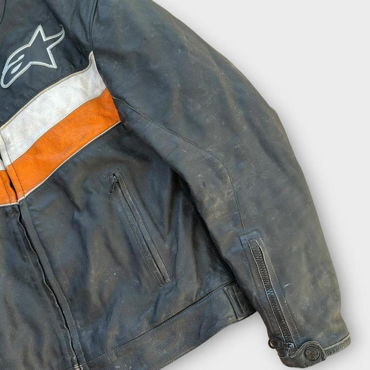 Geacă motociclist din piele Alpine stars - medie (verificați dimensiunile)