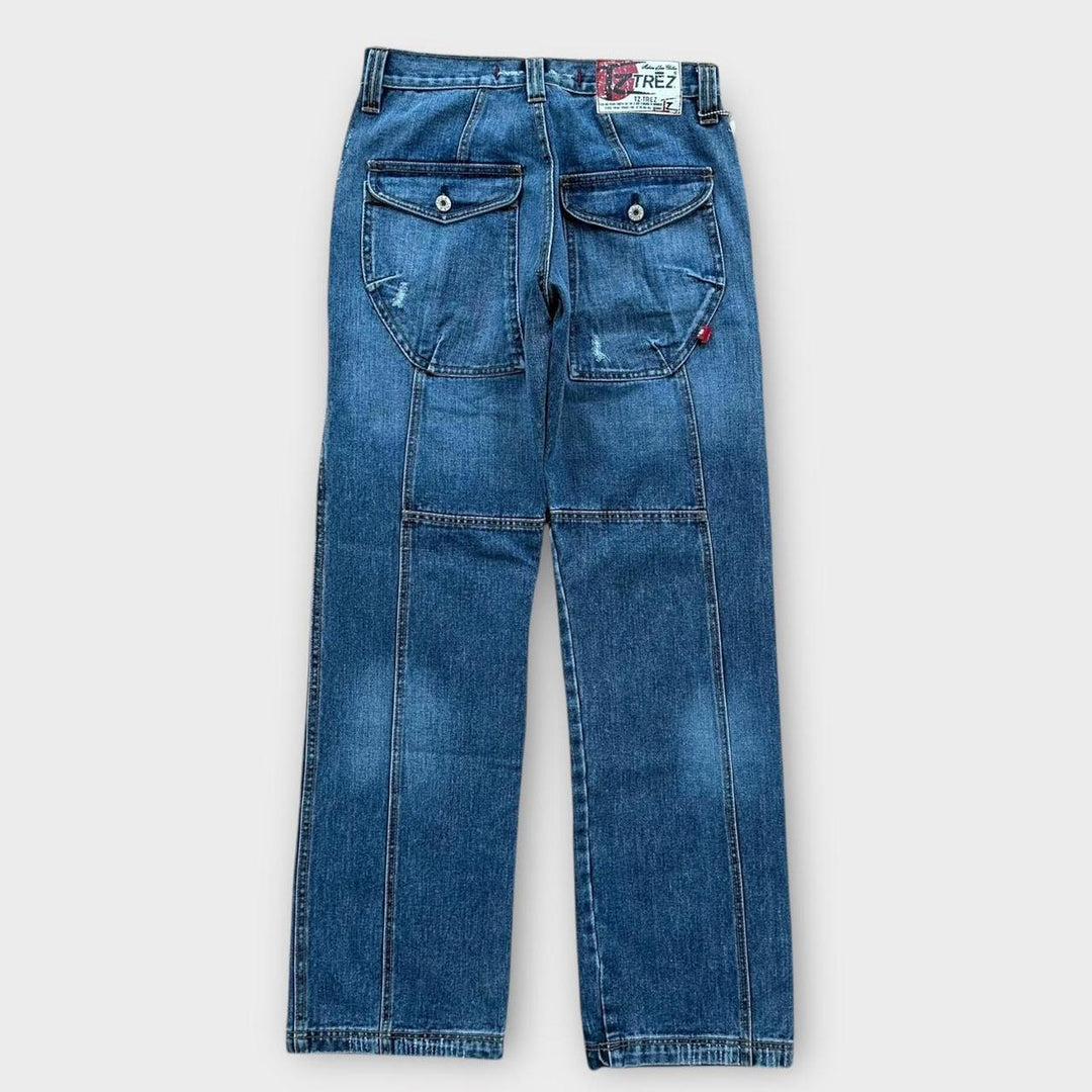 Blugi vintage Y2K din denim cu picioare largi - 28 talie