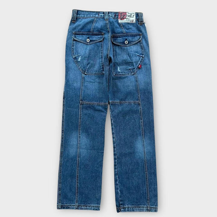 Blugi vintage Y2K din denim cu picioare largi - 28 talie