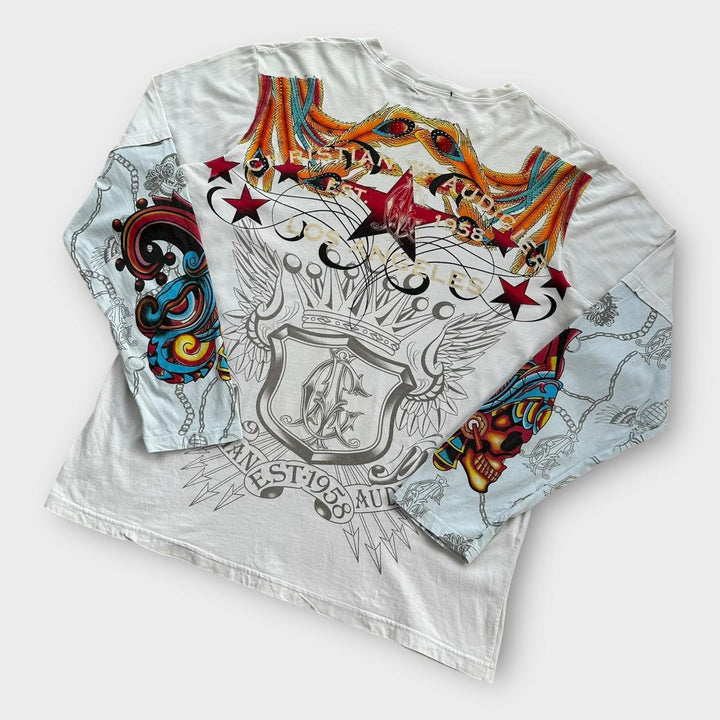 Tricou Christian Audigier Ed Hardy cu mânecă lungă - mediu (se potrivește ca un XL)
