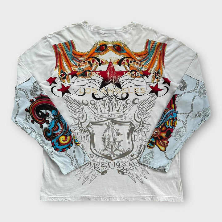 Tricou Christian Audigier Ed Hardy cu mânecă lungă - mediu (se potrivește ca un XL)