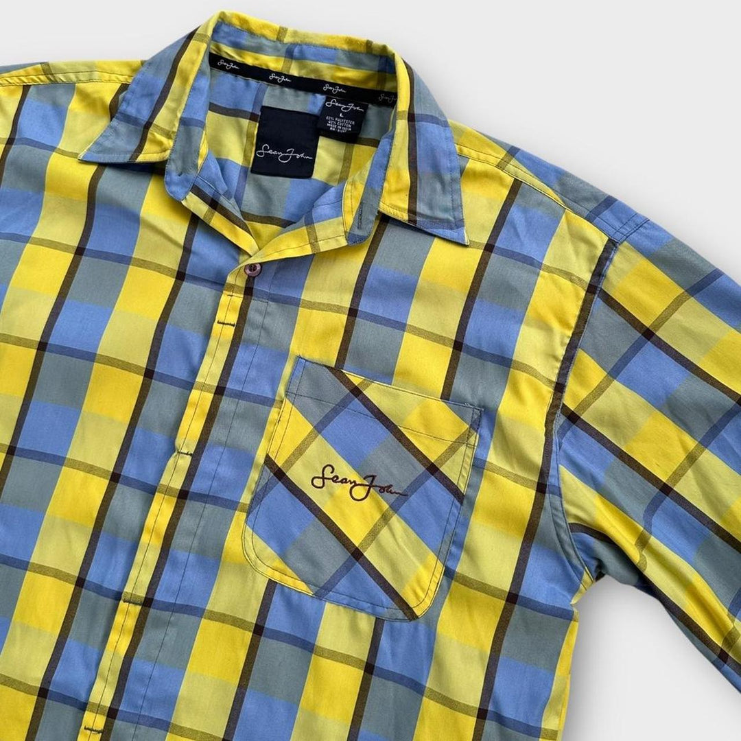 Cămașă vintage Sean John cu mânecă scurtă - mare (se potrivește ca un XL largi)