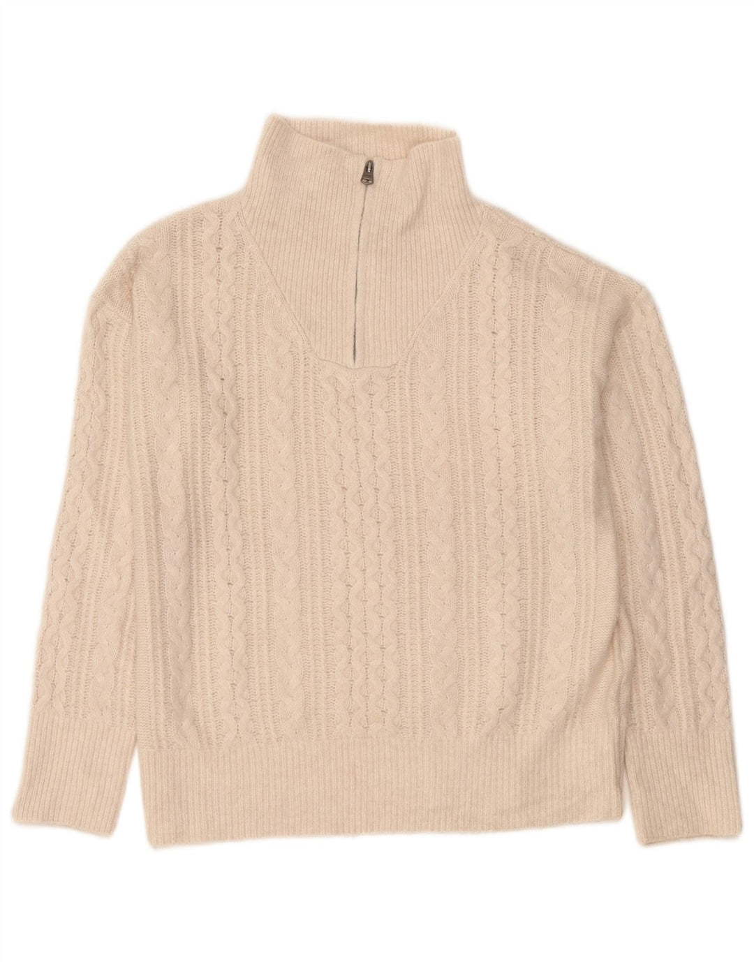 Pulover pentru femei Fat Face supradimensionat cu fermoar și gât UK 12 Medium Off White