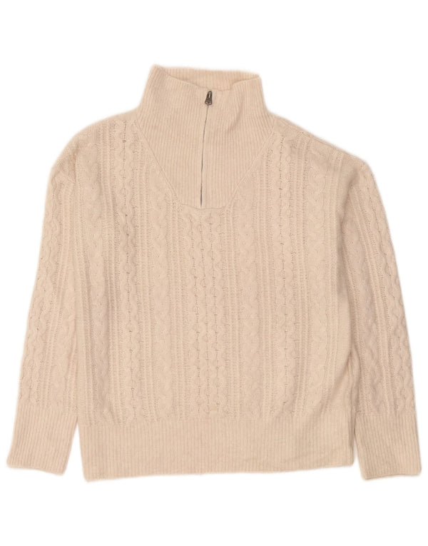 Pulover pentru femei Fat Face supradimensionat cu fermoar și gât UK 12 Medium Off White