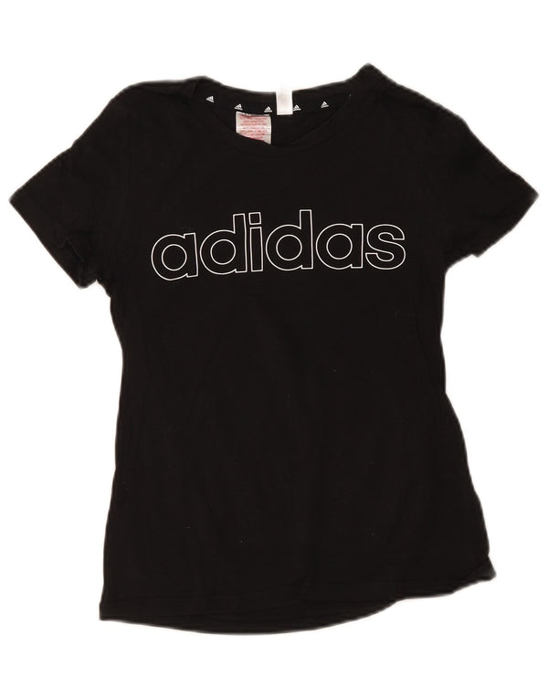 Adidas Girls Graphic T-Shirt Top 11-12 Years Black Cotton