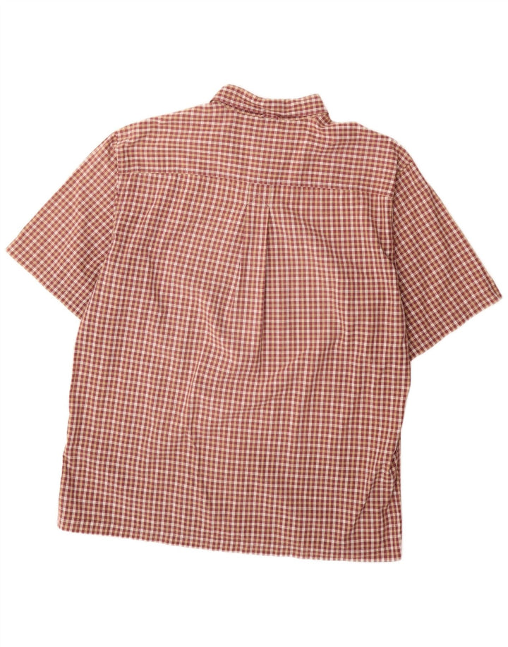 Cămașă pentru bărbați TIMBERLAND cu mânecă scurtă XL, bumbac cu carouri burgundă