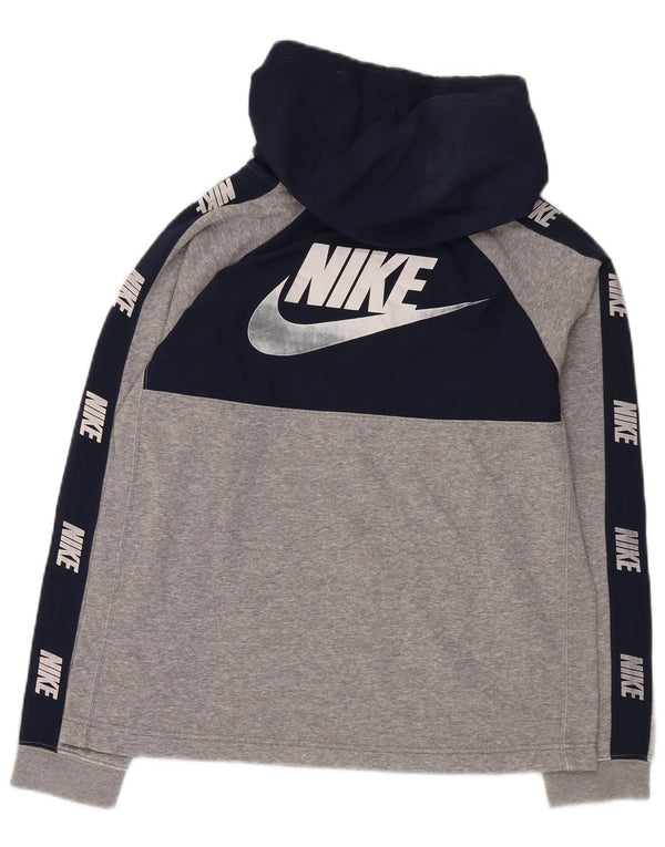 Pulover NIKE pentru băieți, cu glugă, 13-14 ani, XL, bumbac color bloc, gri