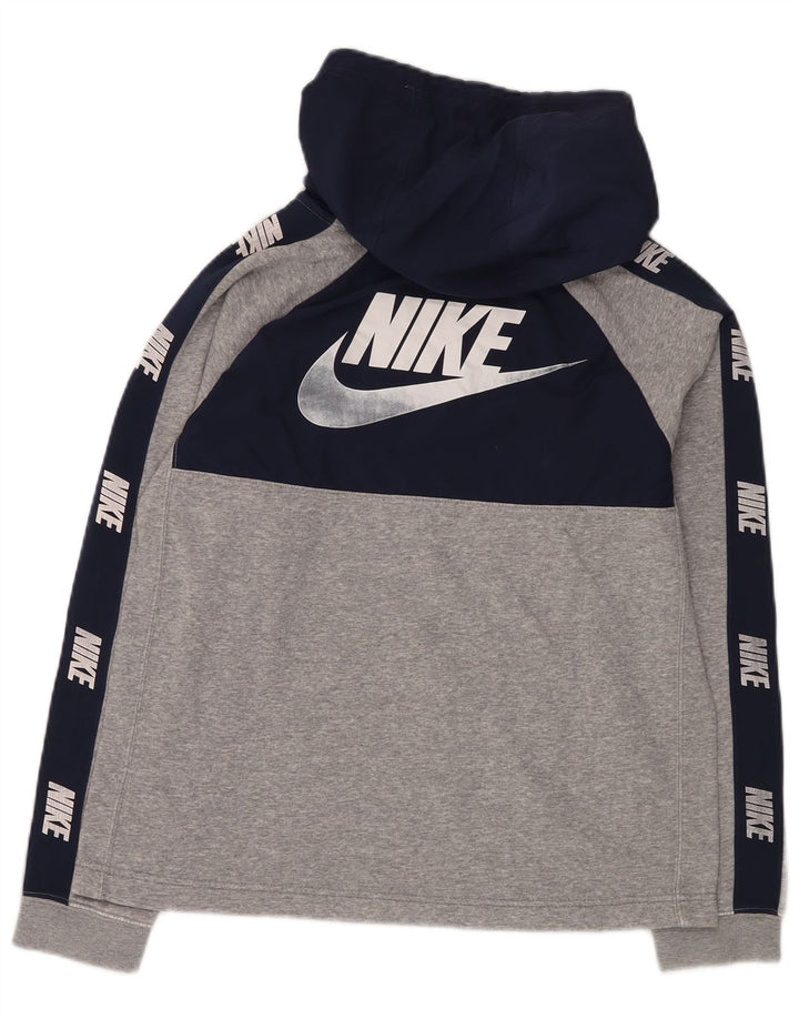 Pulover NIKE pentru băieți, cu glugă, 13-14 ani, XL, bumbac color bloc, gri