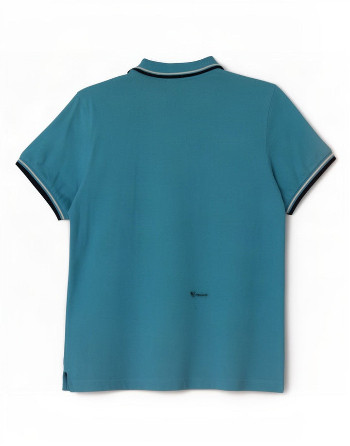 Tricou polo pentru bărbați Lotto, bumbac cu dungi albastre medii