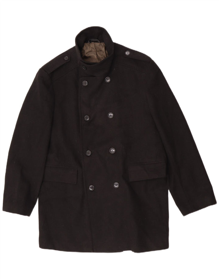 Marks & Spencer haină militară pentru bărbați cu două piepturi UK 42 XL poliester negru