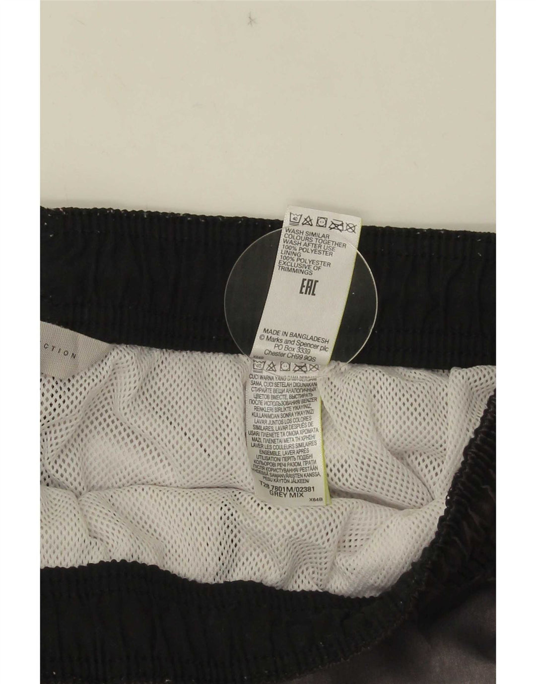 Pantaloni scurți de înot Marks & Spencer pentru bărbați, gri mediu, poliester color bloc