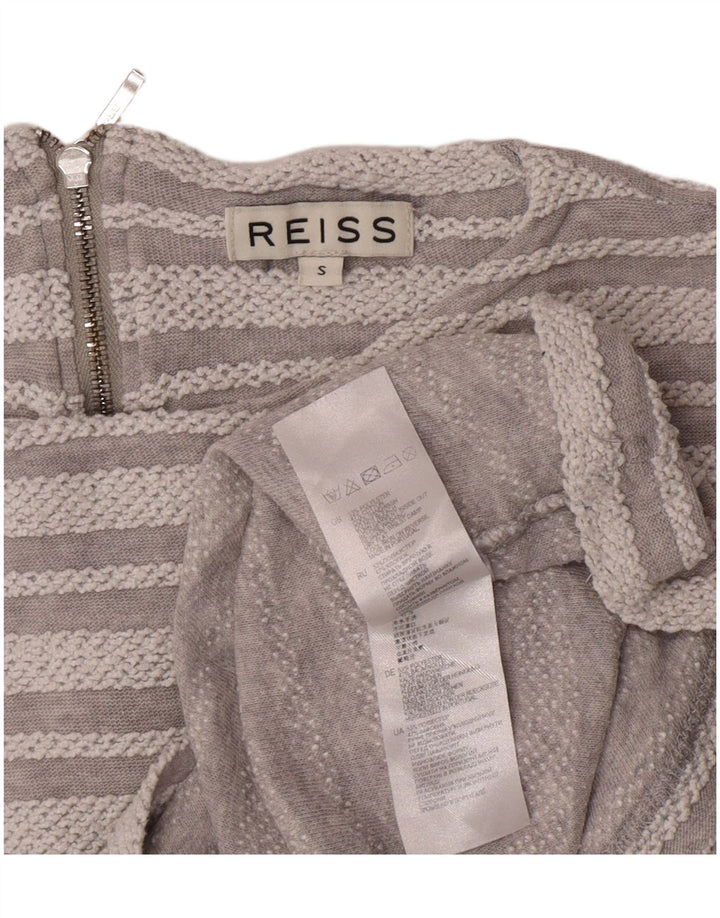 Crop Top pentru femei Reiss cu mânecă lungă UK 10, poliester cu dungi mici, gri