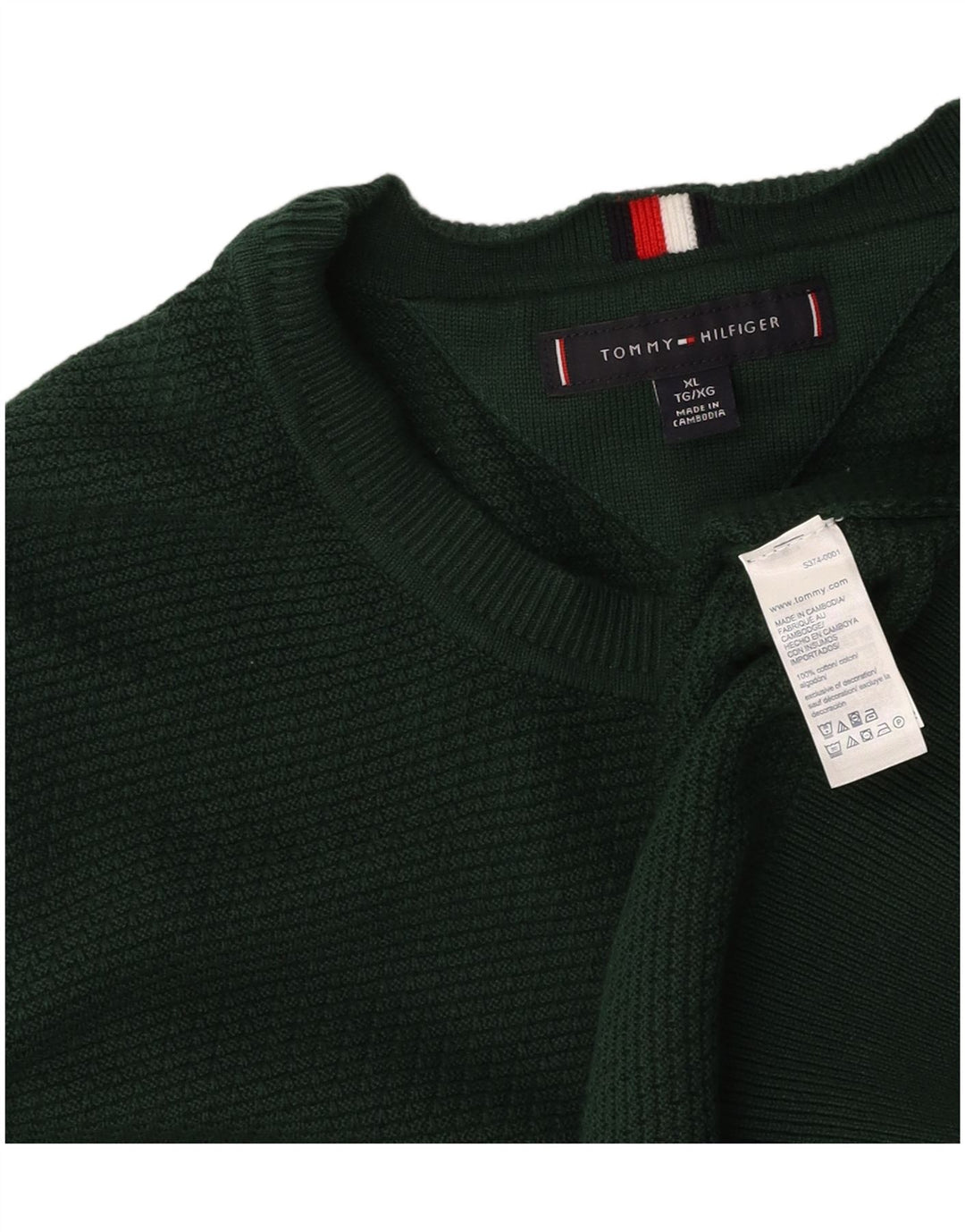 Pulover pentru bărbați TOMMY HILFIGER Pulover cu gât turnat XL bumbac verde