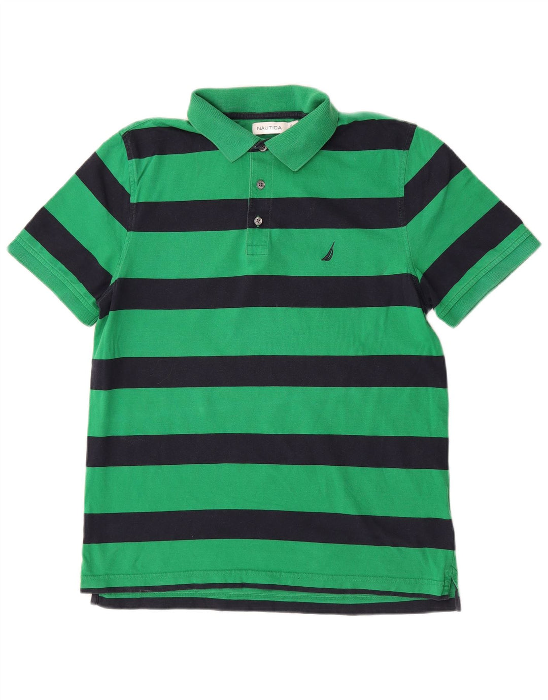 Tricou polo Nautica pentru bărbați, bumbac cu dungi verzi medii