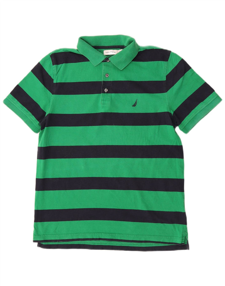 Tricou polo Nautica pentru bărbați, bumbac cu dungi verzi medii