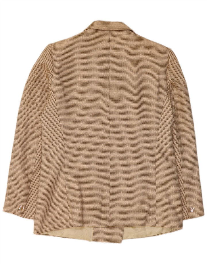Jachetă Blazer pentru femei Max Mara, cu două piepturi, UK 16, mare, bej, geometrică