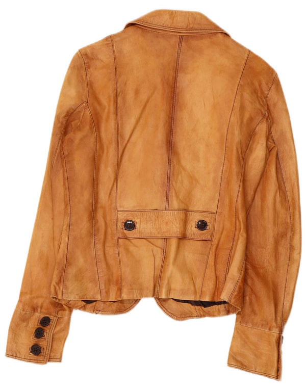 Jachetă pentru femei VINTAGE din piele cu 2 nasturi IT 44 Medium Beige Piele