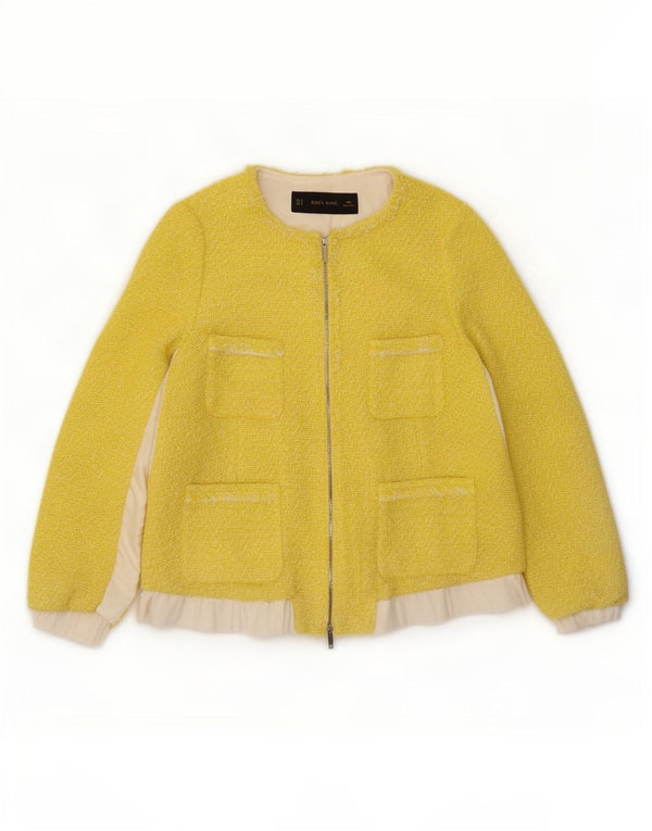 Jachetă Blazer pentru femei cu fermoar complet Zara UK 14 Medium Yellow Colorblock
